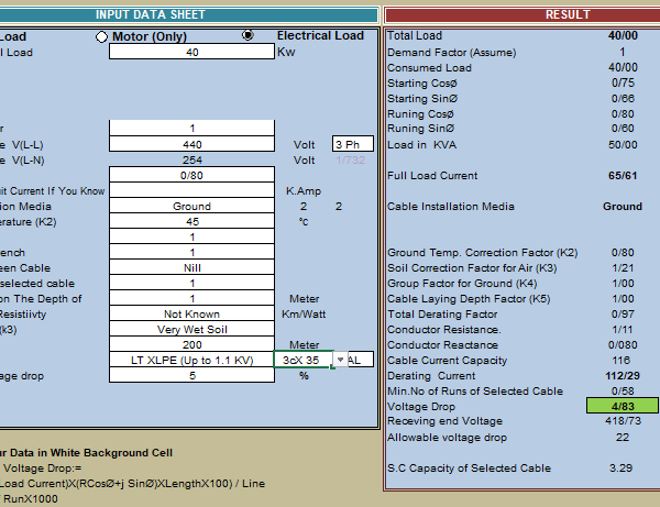 پک آموزش همراه با فایل اکسل طراحی کابل Cable Design
